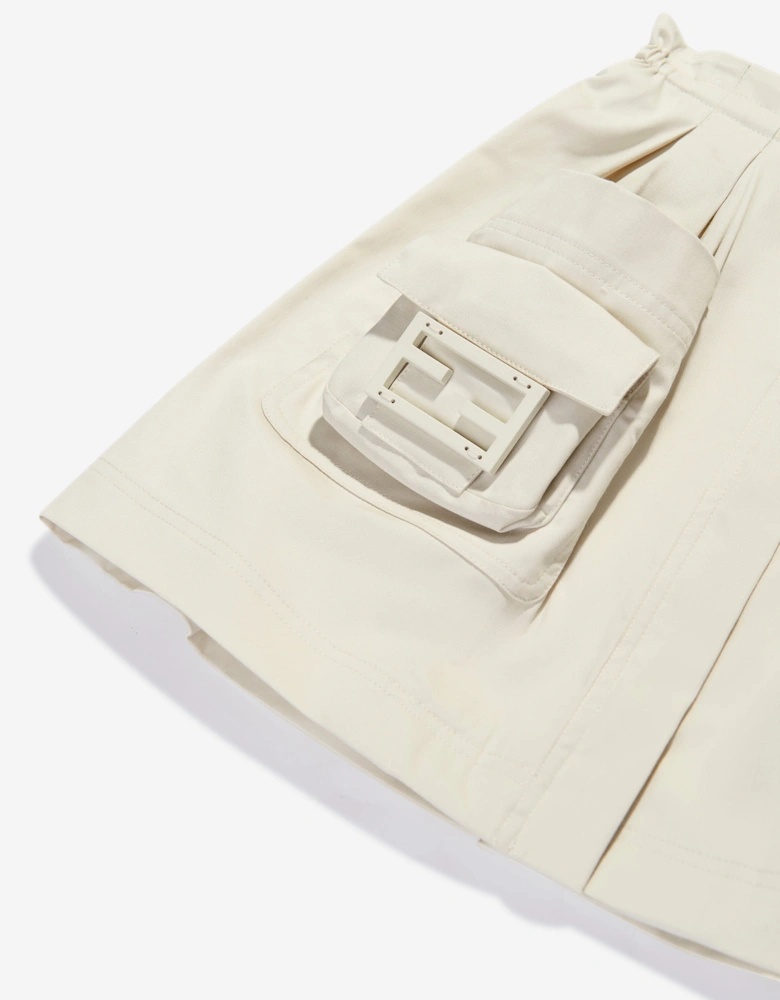 Girls Cargo Pocket Skirt in Ivory