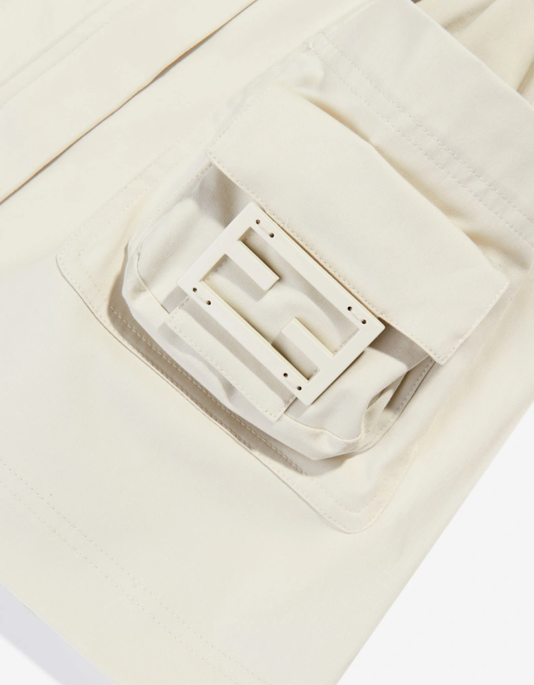 Girls Cargo Pocket Skirt in Ivory