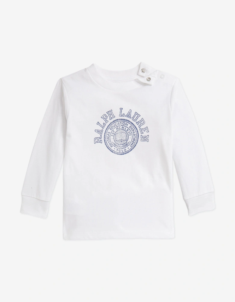 Baby Boys Long Sleeve T-Shirt and Pants Set in White