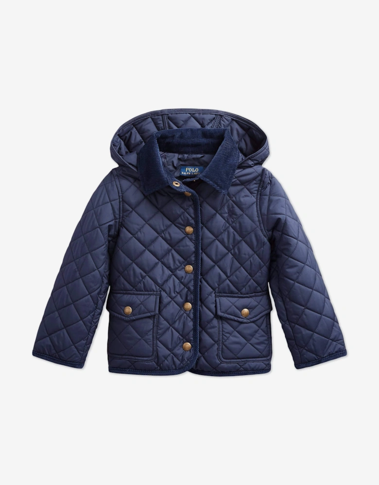 Girls Audrey Quilted Barn Jacket in Navy
