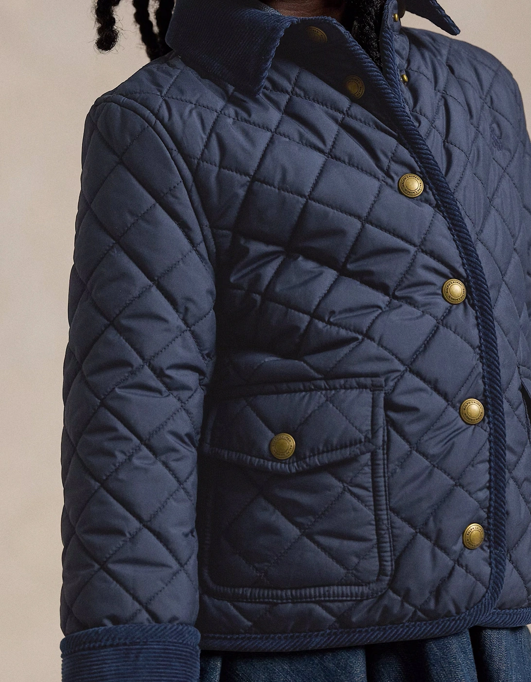 Girls Audrey Quilted Barn Jacket in Navy