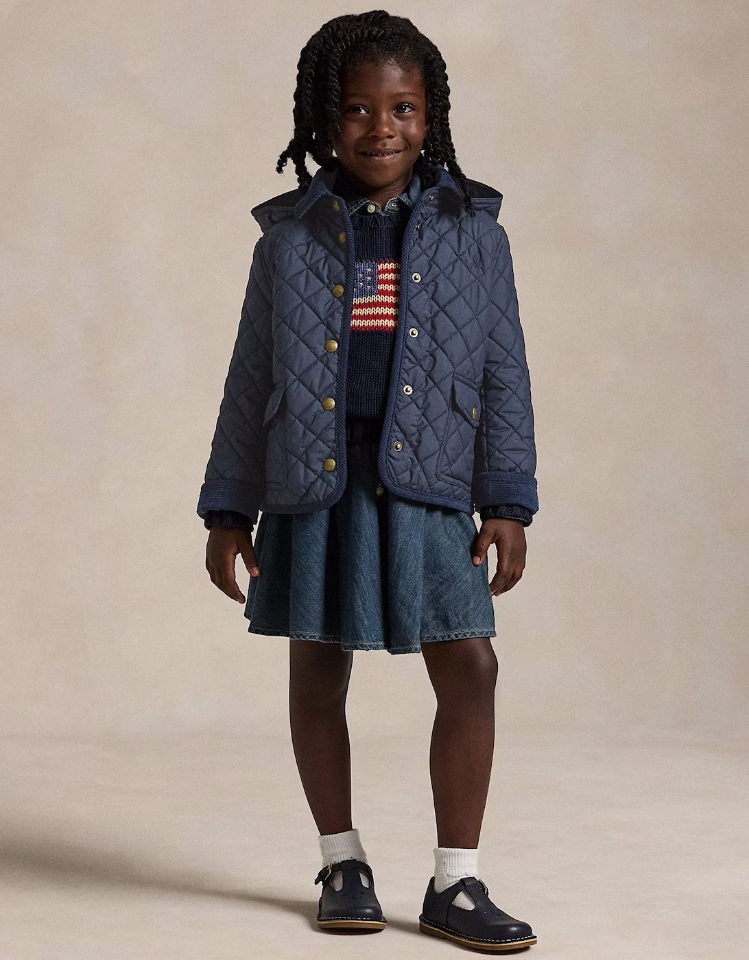 Girls Audrey Quilted Barn Jacket in Navy