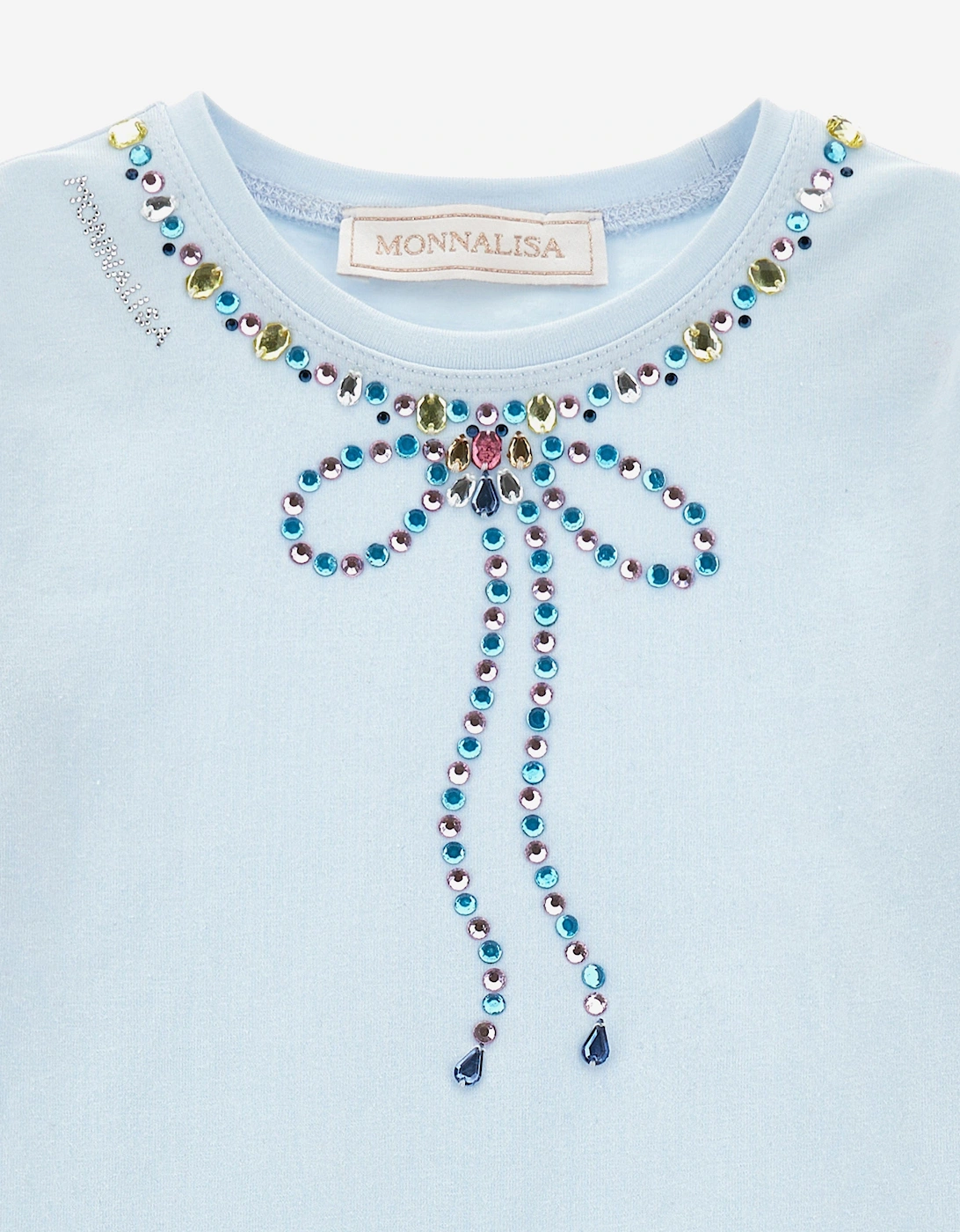Girls Studded Bow Necklace in Blue
