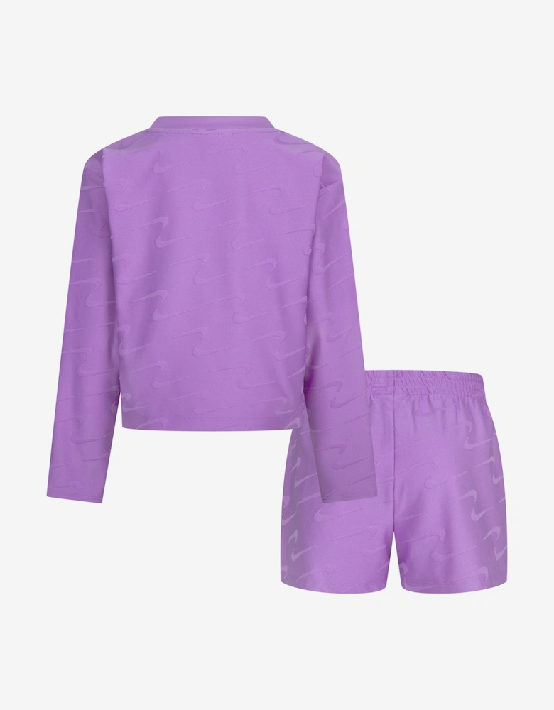 Girls Swoosh Motion Short Set in Purple