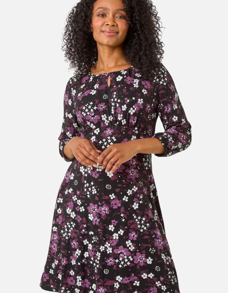 Petite Floral Keyhole Detail Dress