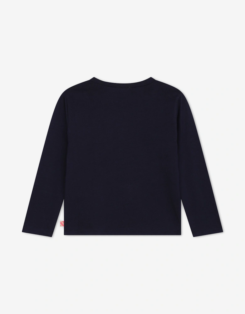 Billieblush Girls Long Sleeve Pegasus T-Shirt in Navy