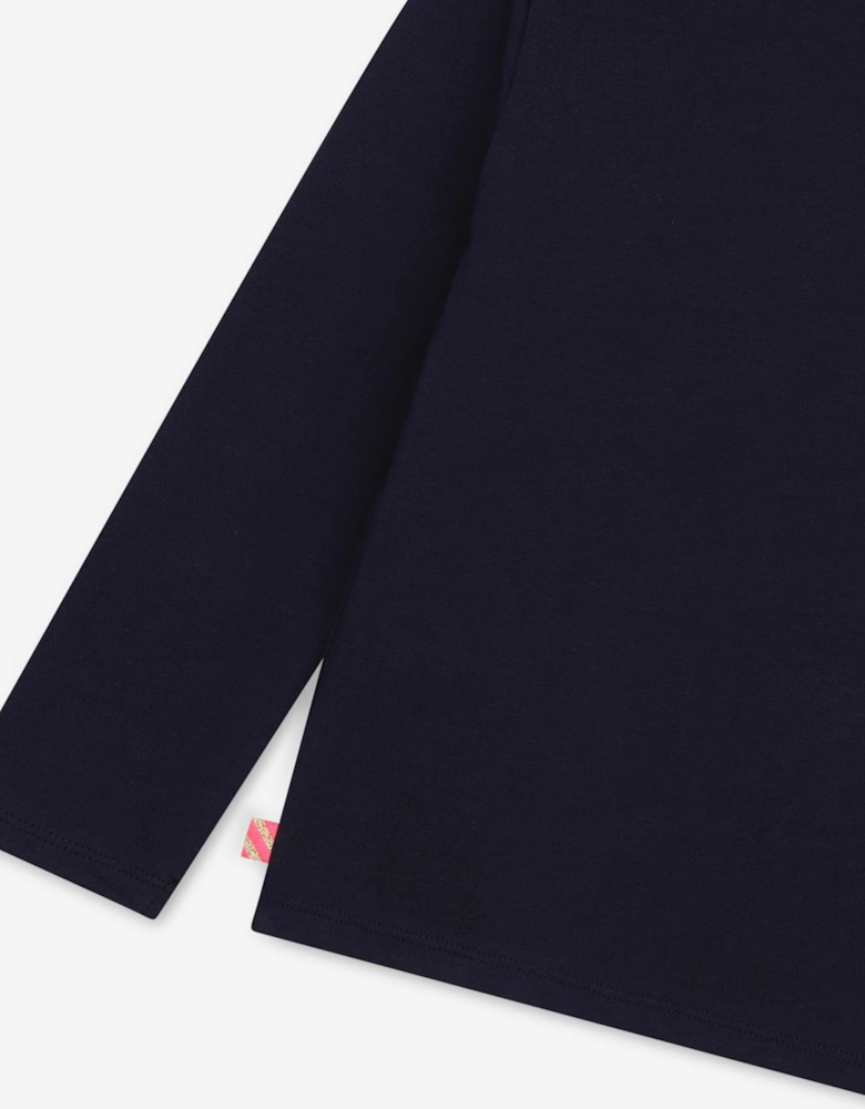Billieblush Girls Long Sleeve Pegasus T-Shirt in Navy