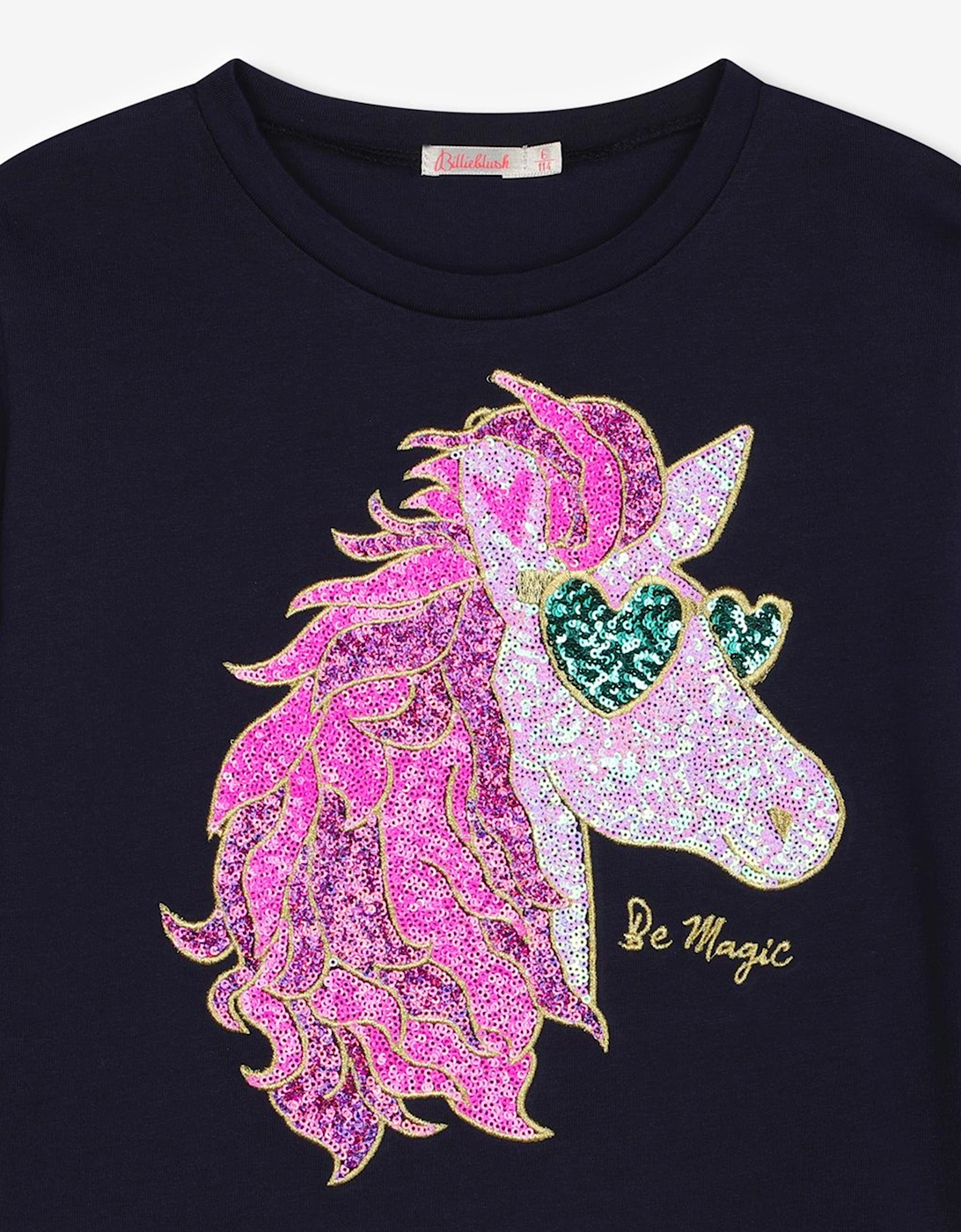 Billieblush Girls Long Sleeve Pegasus T-Shirt in Navy