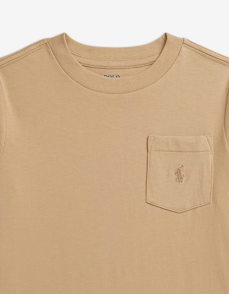 Boys Jersey Pocket T-Shirt in Beige