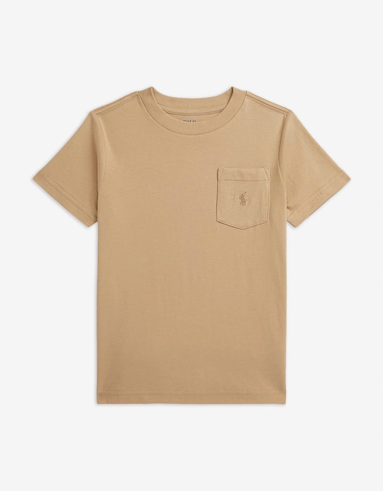 Boys Jersey Pocket T-Shirt in Beige