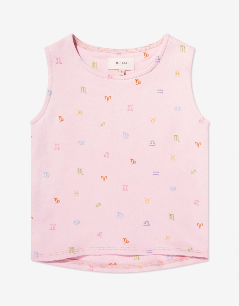 Girls Marcie Star Signs Tank Top in Pink