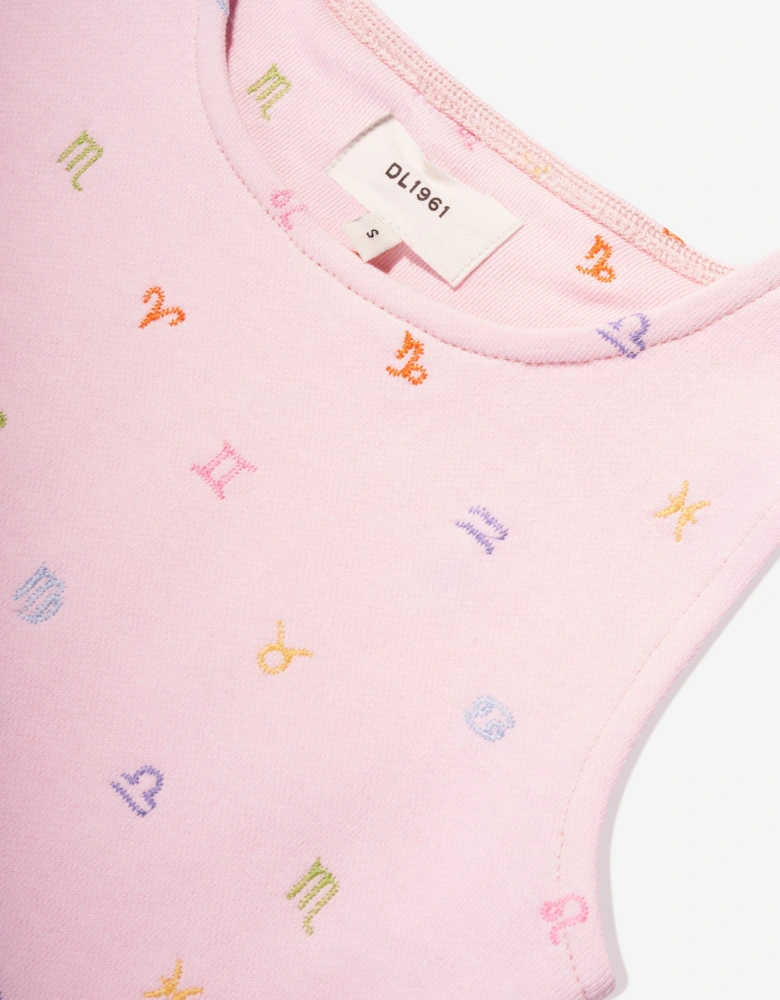 Girls Marcie Star Signs Tank Top in Pink
