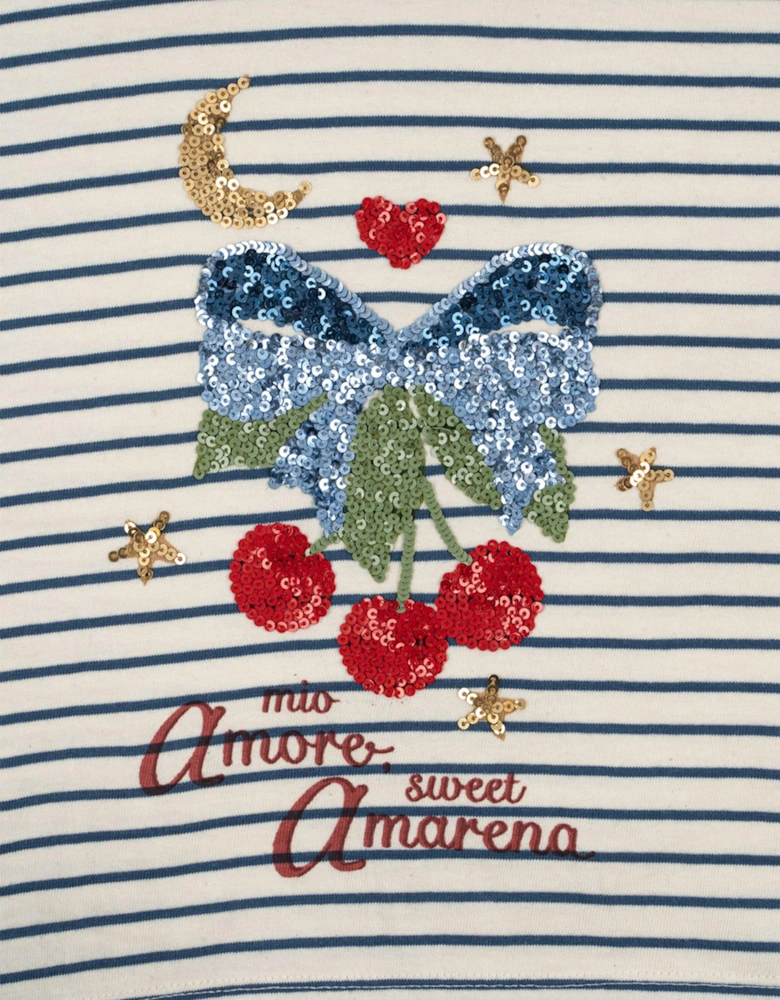 Girls Long Sleeve Cherry T-Shirt in Multicolour