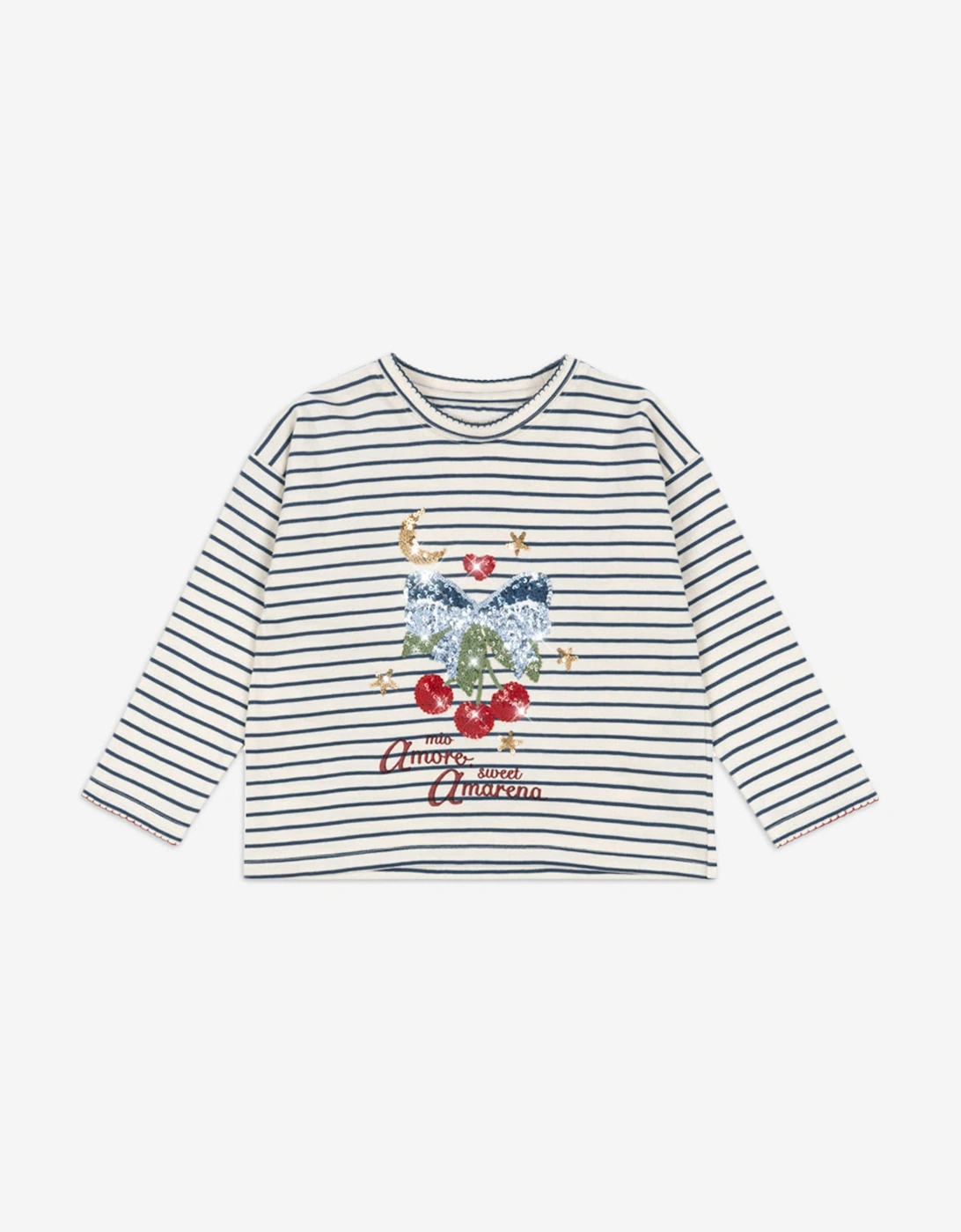 Girls Long Sleeve Cherry T-Shirt in Multicolour, 4 of 3