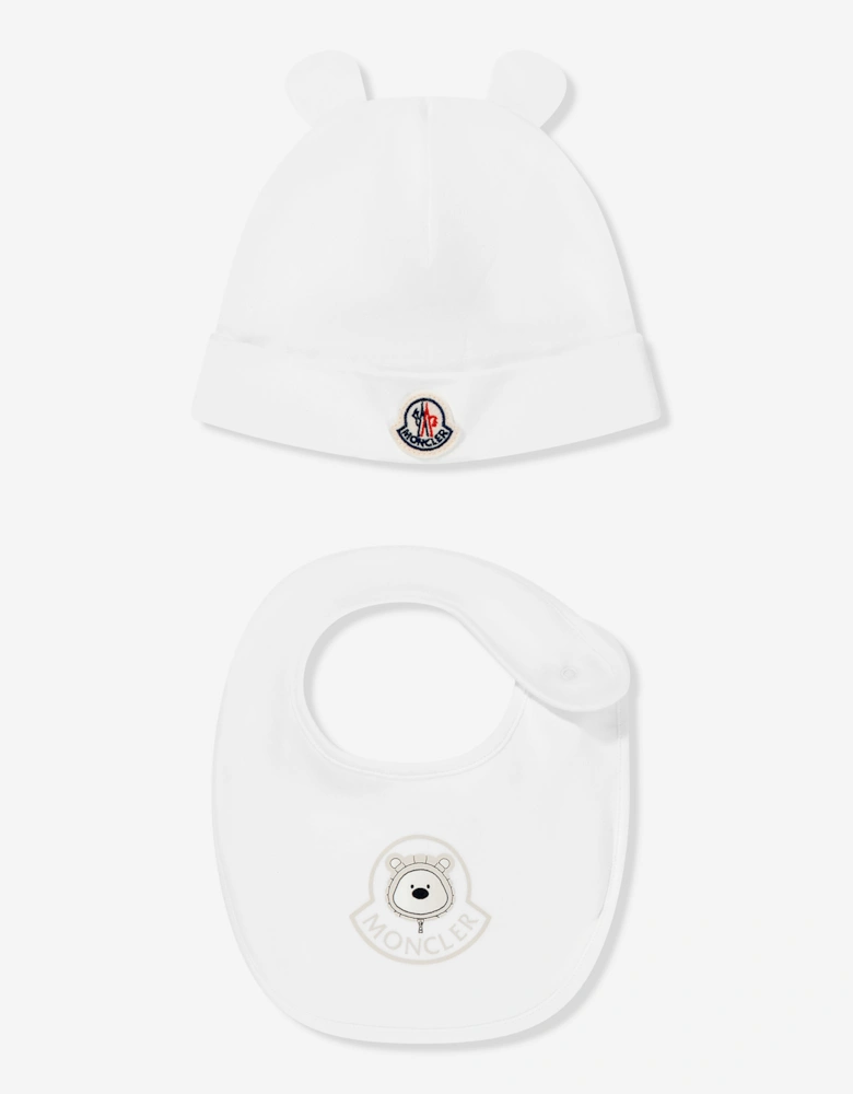 Baby Hat and Bib Set in Ivory