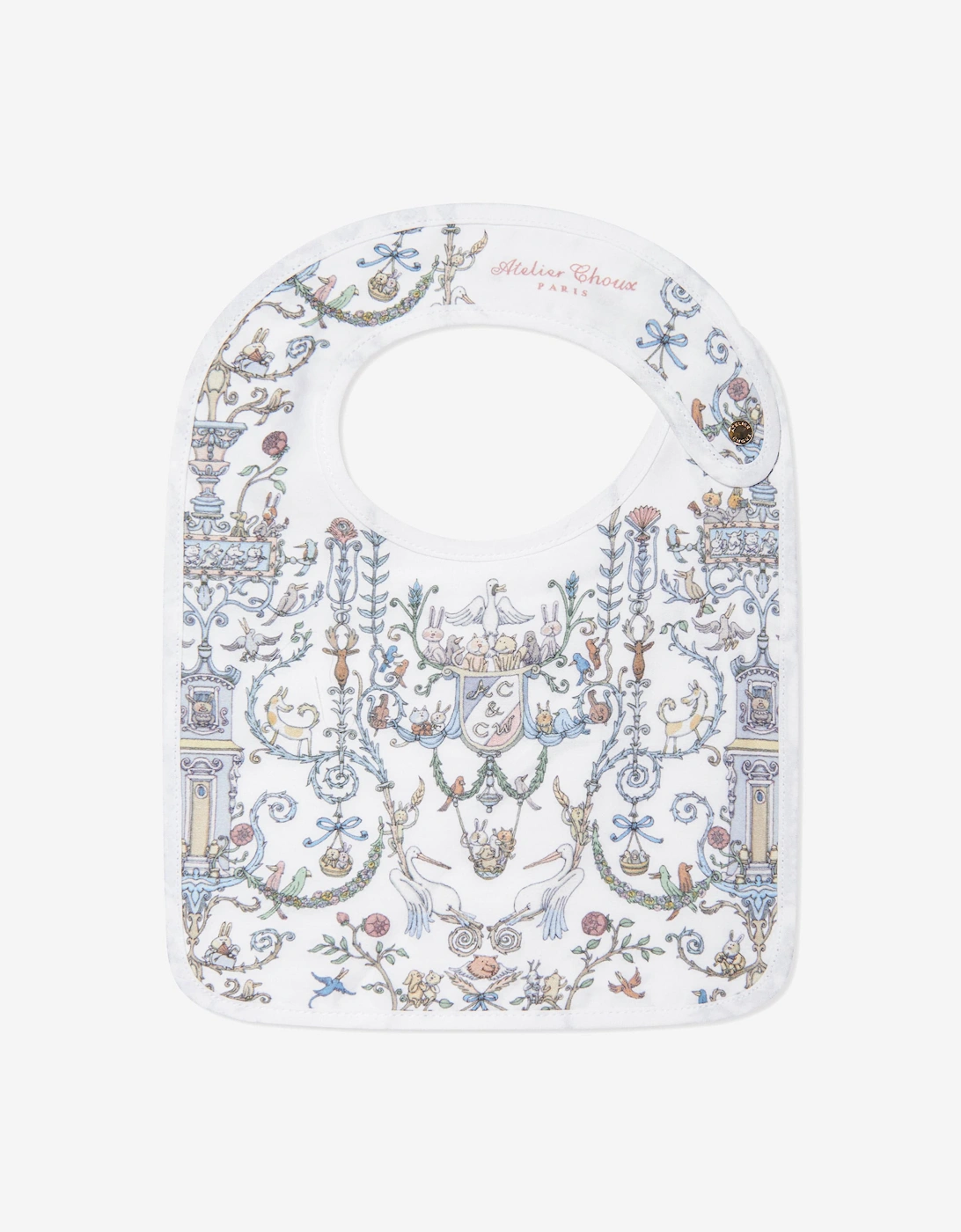 Atelier Choux Girls Blue 'S Baby Satin Toile De Jouy & Caitlin Wilson Bib In - Size: One Size, Kids