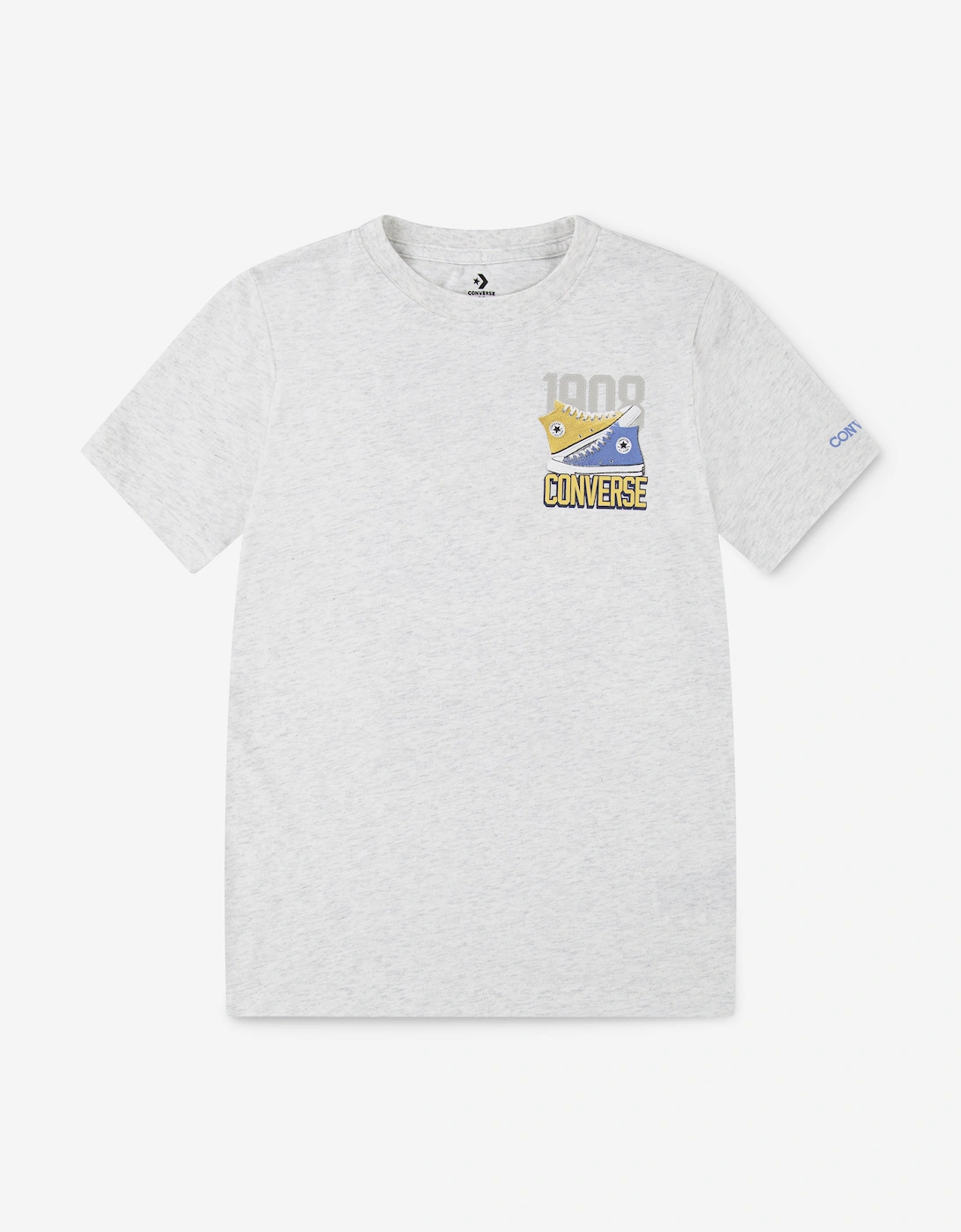 Boys Retro Front Back Trainers T-Shirt in Grey, 5 of 4
