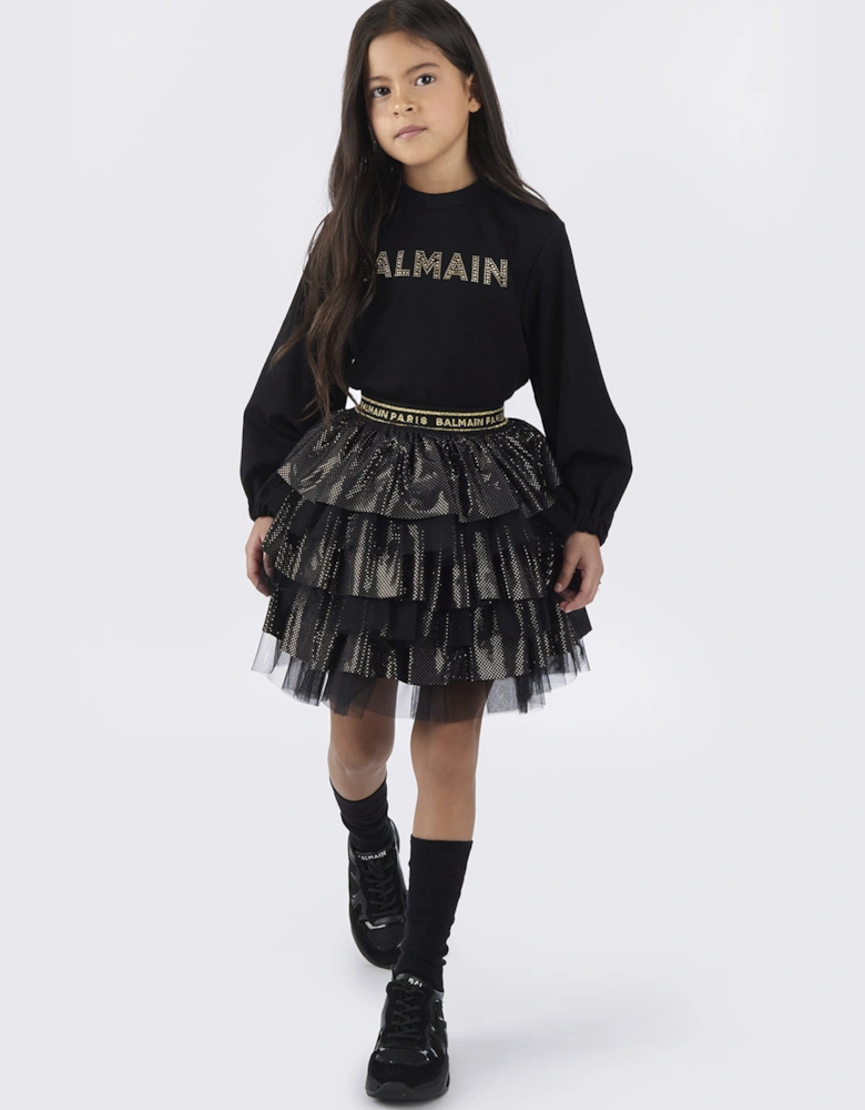 Girls Ruffle Skirt in Black