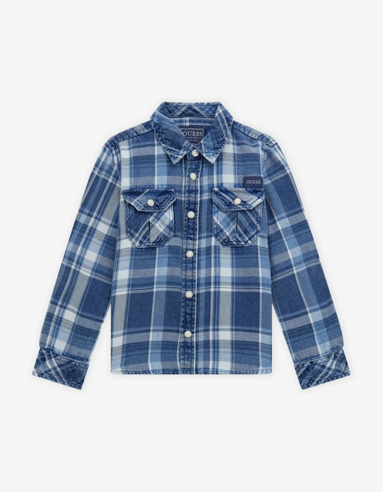 Boys Cotton Twill Shirt in Blue