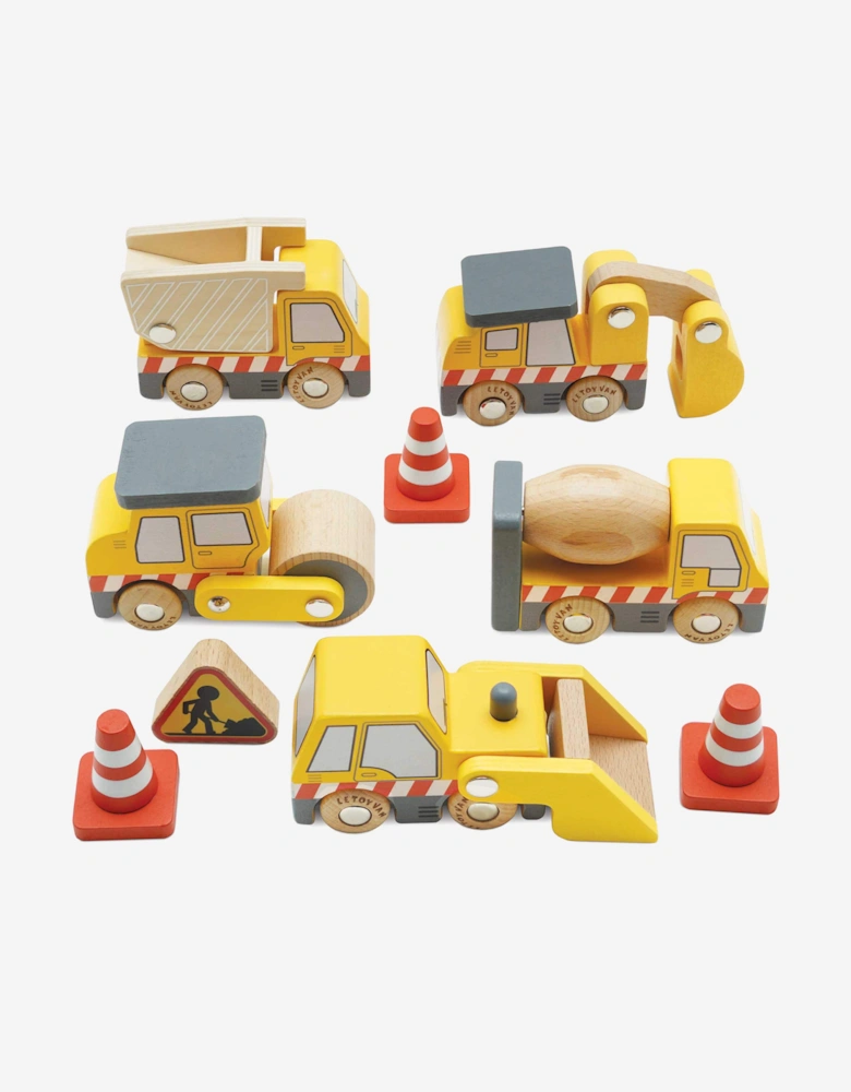 Construction Toy Cars, Trucks & Diggers-7 Piece (W:8.5 x D:3.2 x H:6.5cm)