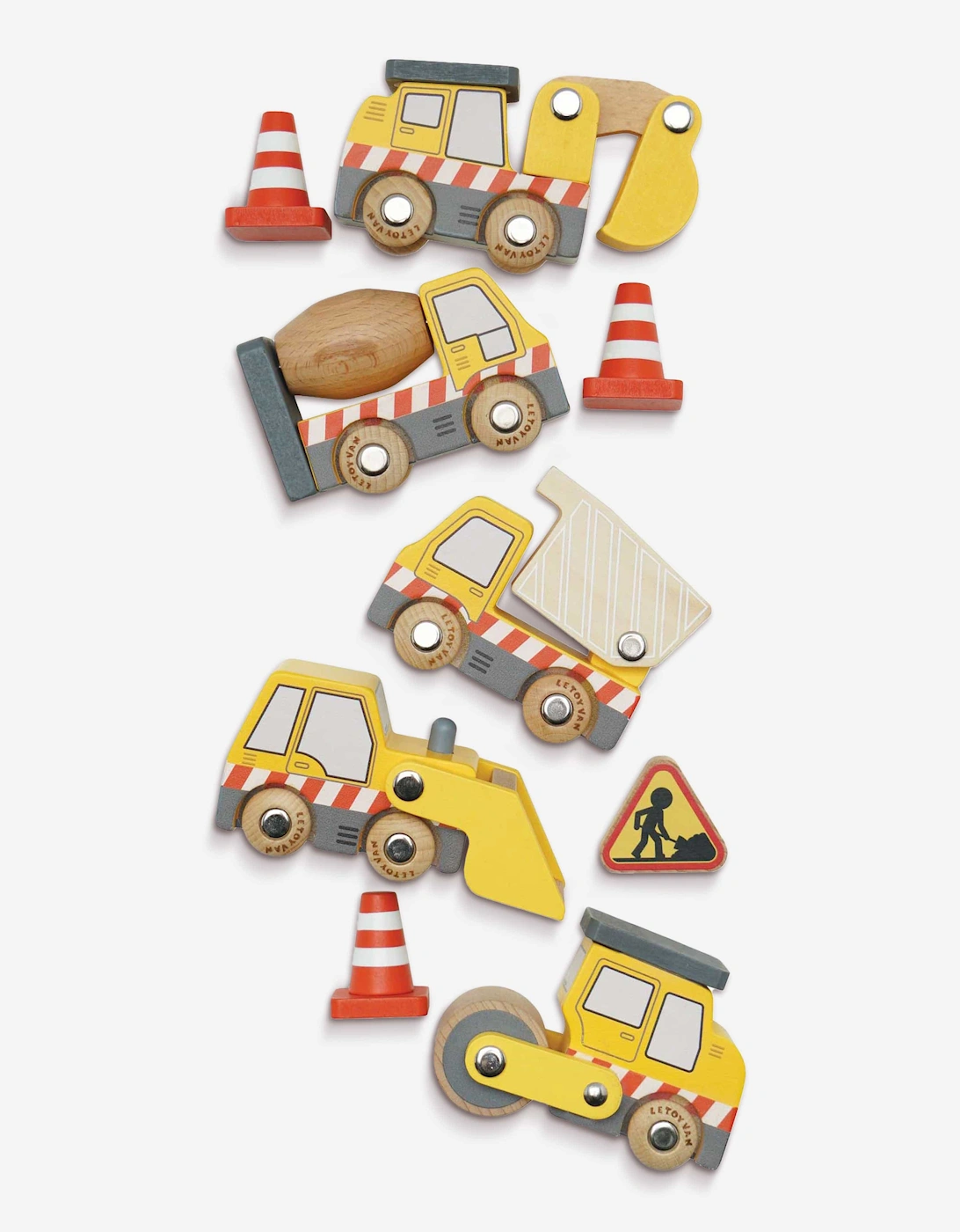 Construction Toy Cars, Trucks & Diggers-7 Piece (W:8.5 x D:3.2 x H:6.5cm)