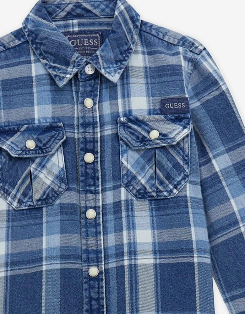Boys Cotton Twill Shirt in Blue