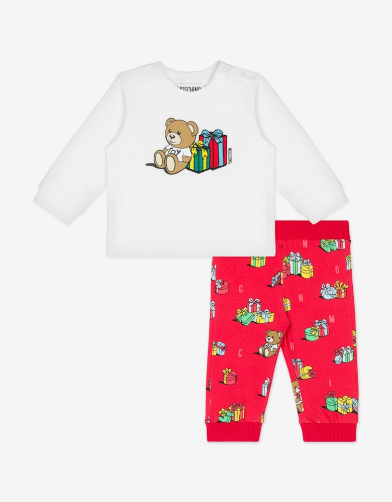 Baby Xmas Bear Trouser Set in Multicolour