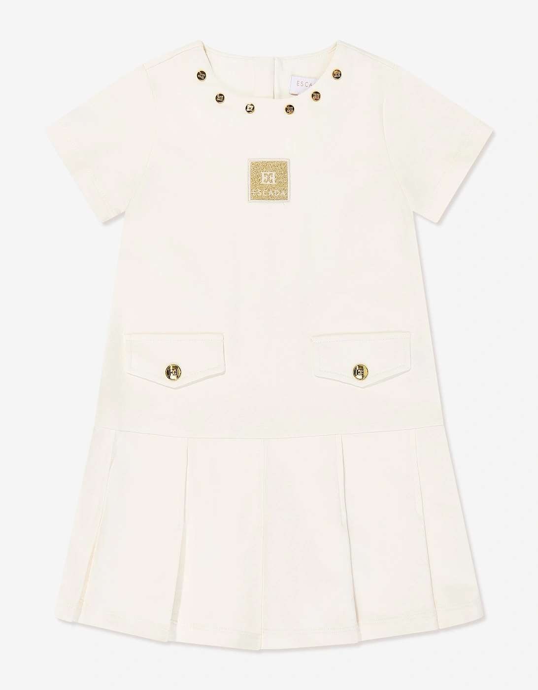 Girls Embroidered Badge Dress in Ivory, 5 of 4