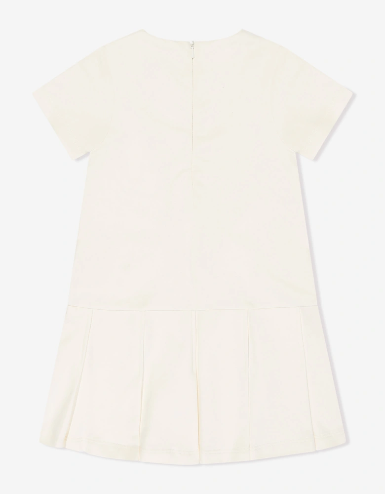 Girls Embroidered Badge Dress in Ivory