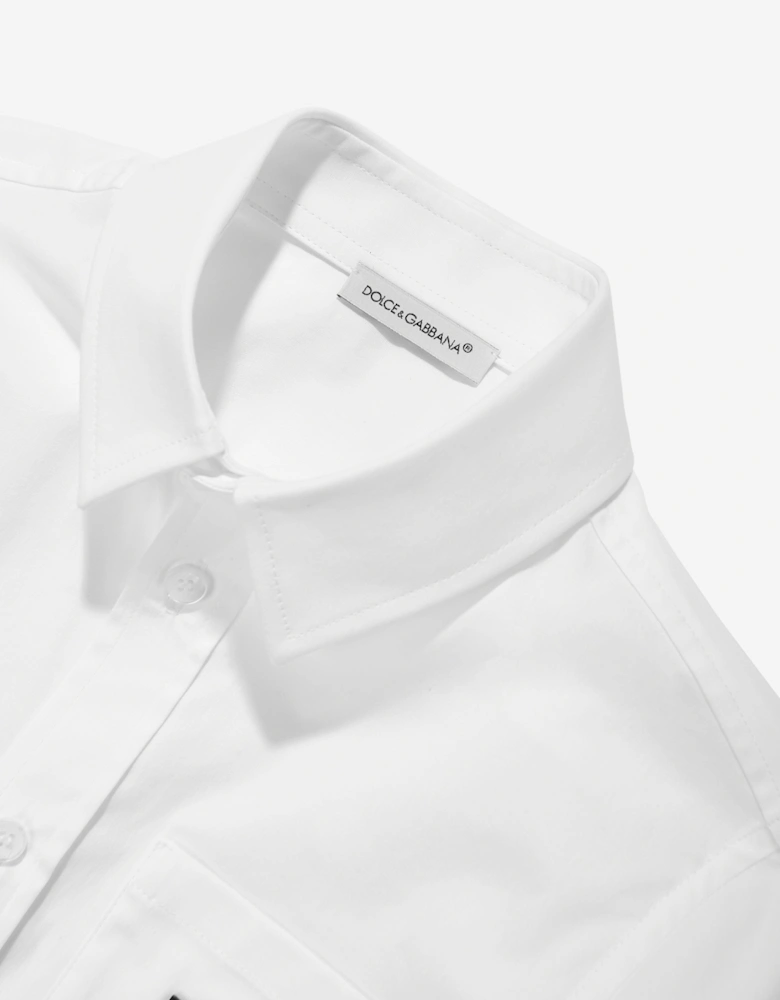 Boys Long Sleeve Logo Shirt in White