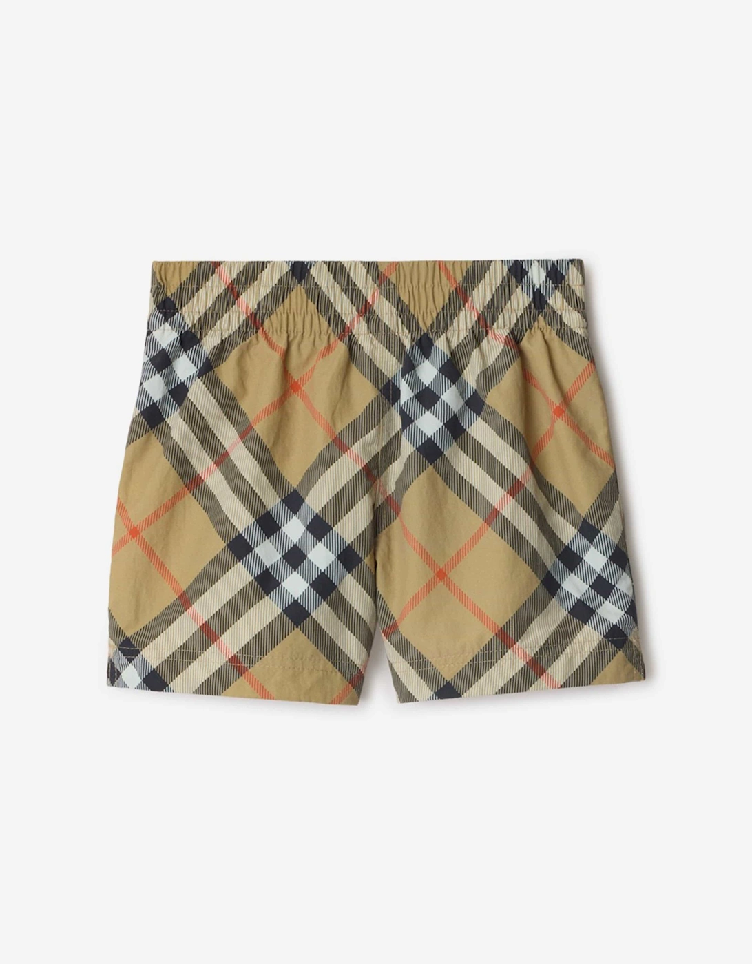 Baby Boys Check Mini Atticus Swim Shorts in Beige, 5 of 4