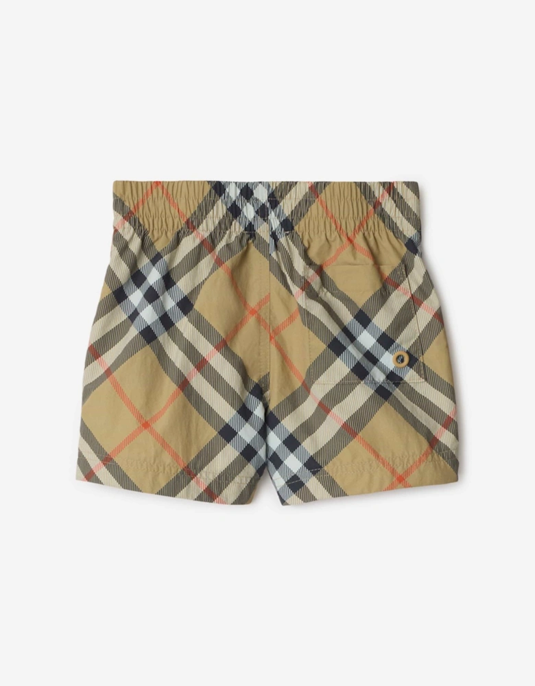 Baby Boys Check Mini Atticus Swim Shorts in Beige