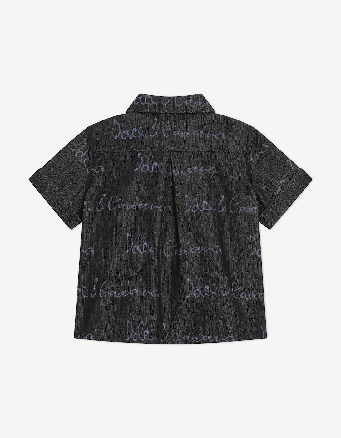 Baby Boys Chambray Logo Shirt in Navy