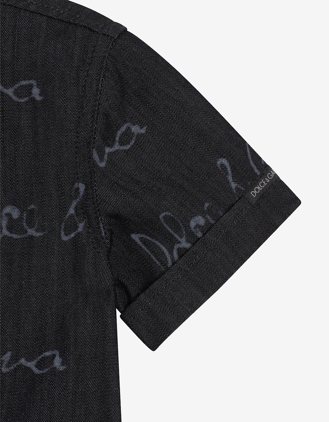 Baby Boys Chambray Logo Shirt in Navy