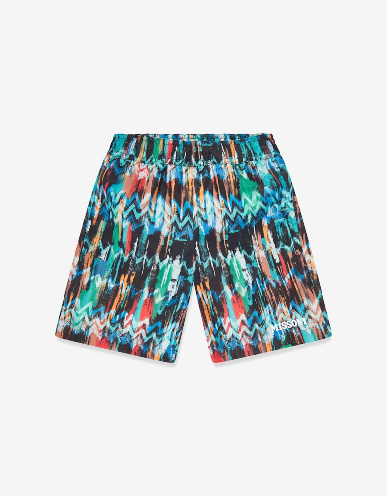 Boys Zigzag Swim Shorts in Multicolour