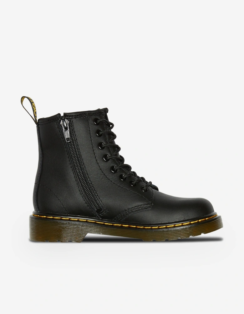 Kids 1460 Softy T Leather Lace Up Boots in Black