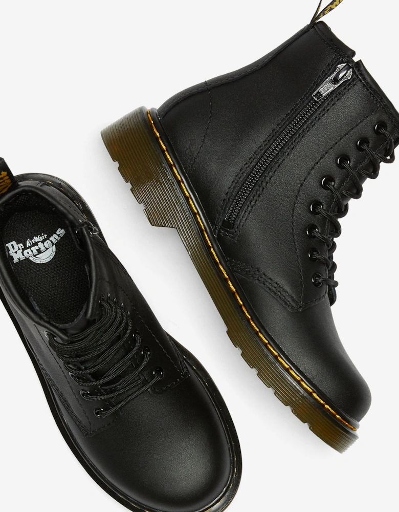 Kids 1460 Softy T Leather Lace Up Boots in Black