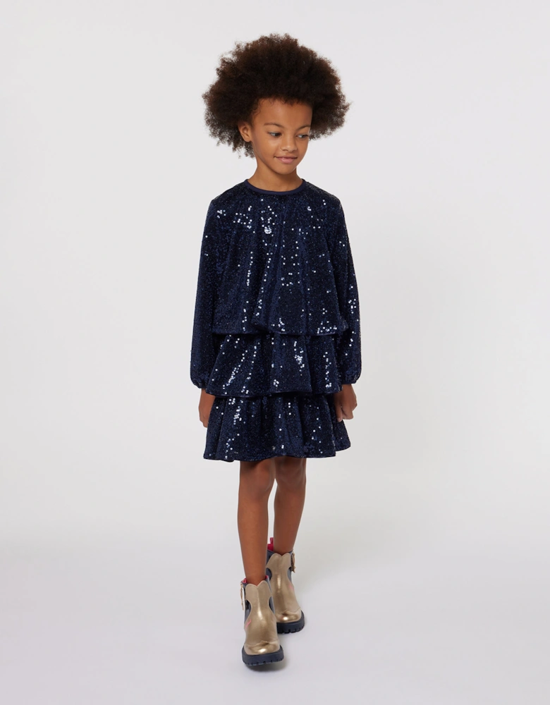 Billieblush Girls Sequin Occasion Dress in Blue