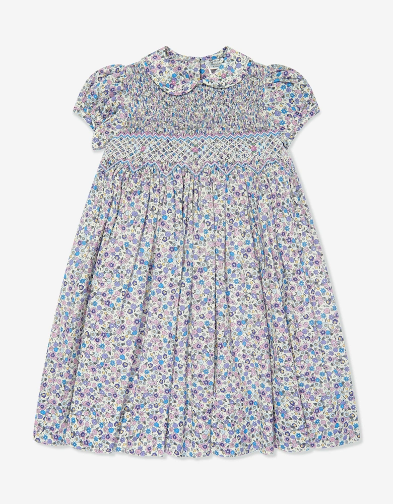 Girls Cotton Flower Dress in Purple