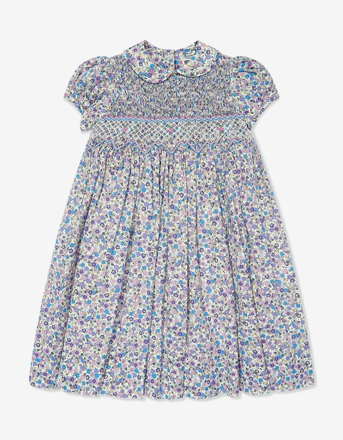 Girls Cotton Flower Dress in Purple, 5 of 4