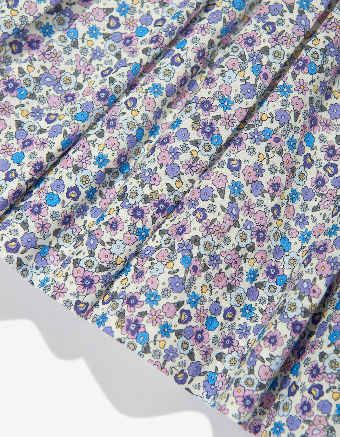Girls Cotton Flower Dress in Purple