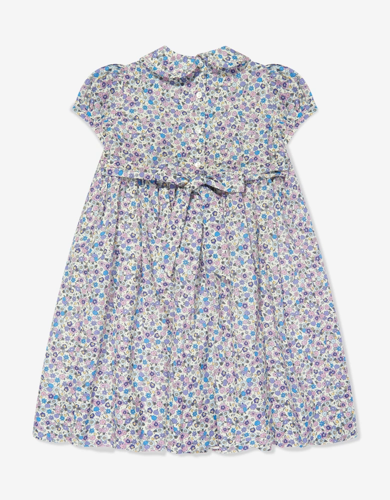 Girls Cotton Flower Dress in Purple