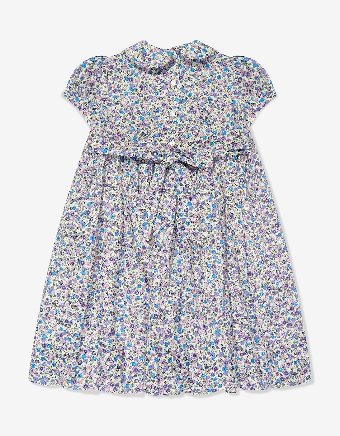Girls Cotton Flower Dress in Purple