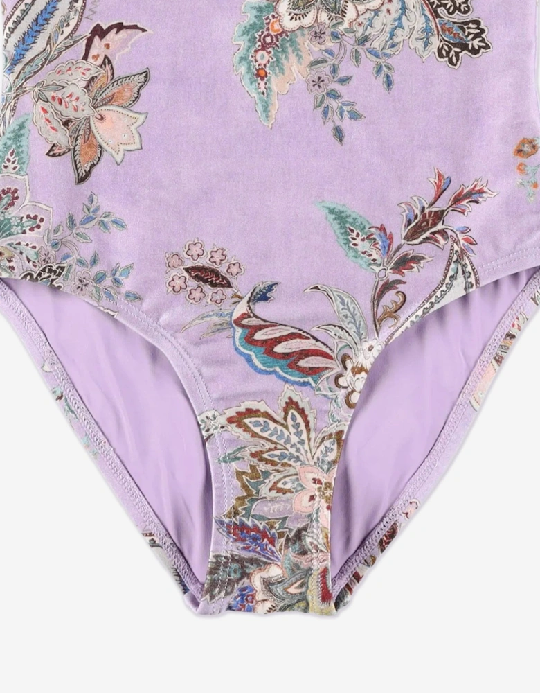 Girls Rhiannon Trim Racer Swimsuit in Purple