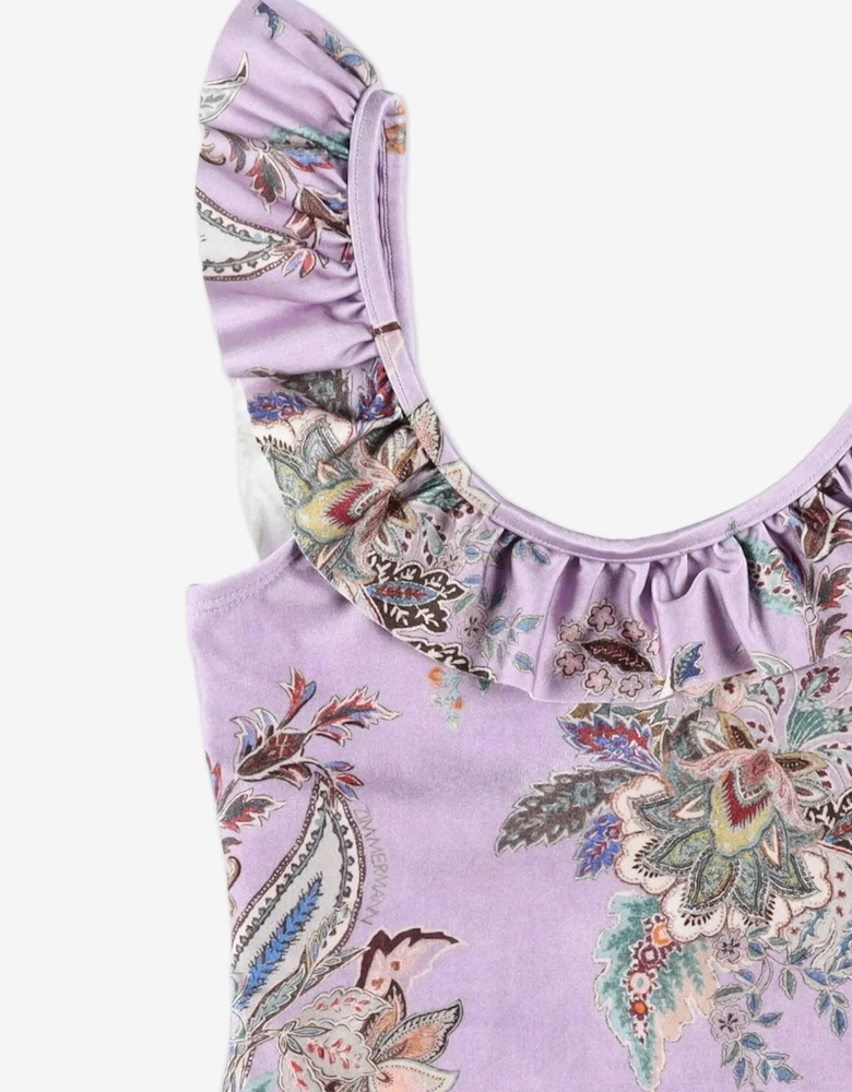 Girls Rhiannon Trim Racer Swimsuit in Purple