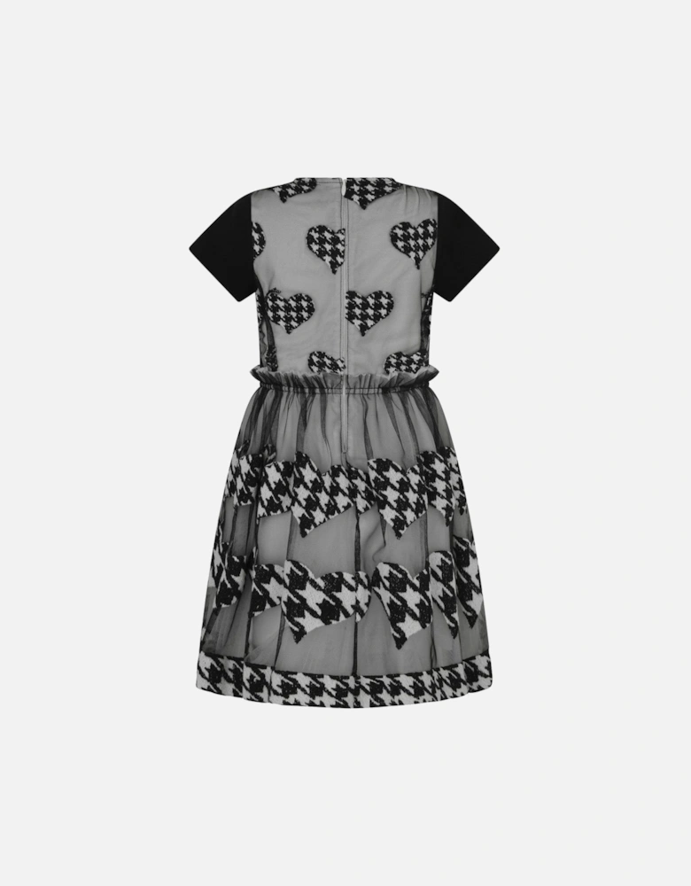Houndstooth Heart Embroidered Dress