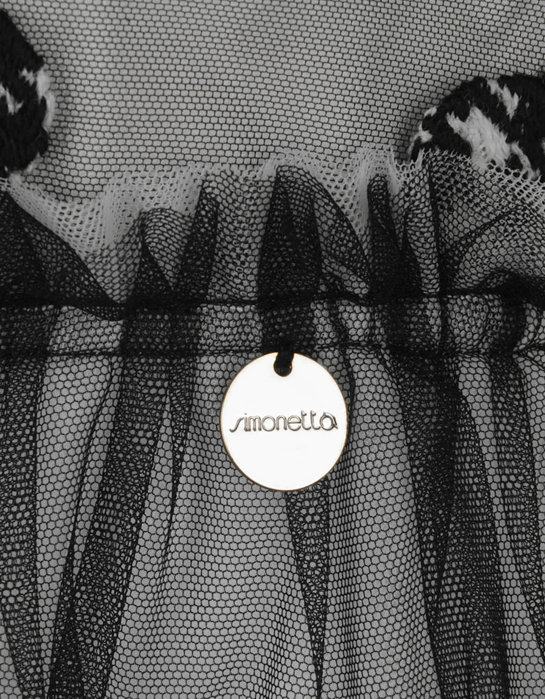 Houndstooth Heart Embroidered Dress