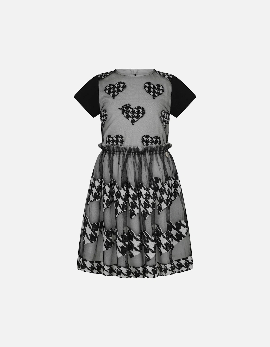 Houndstooth Heart Embroidered Dress