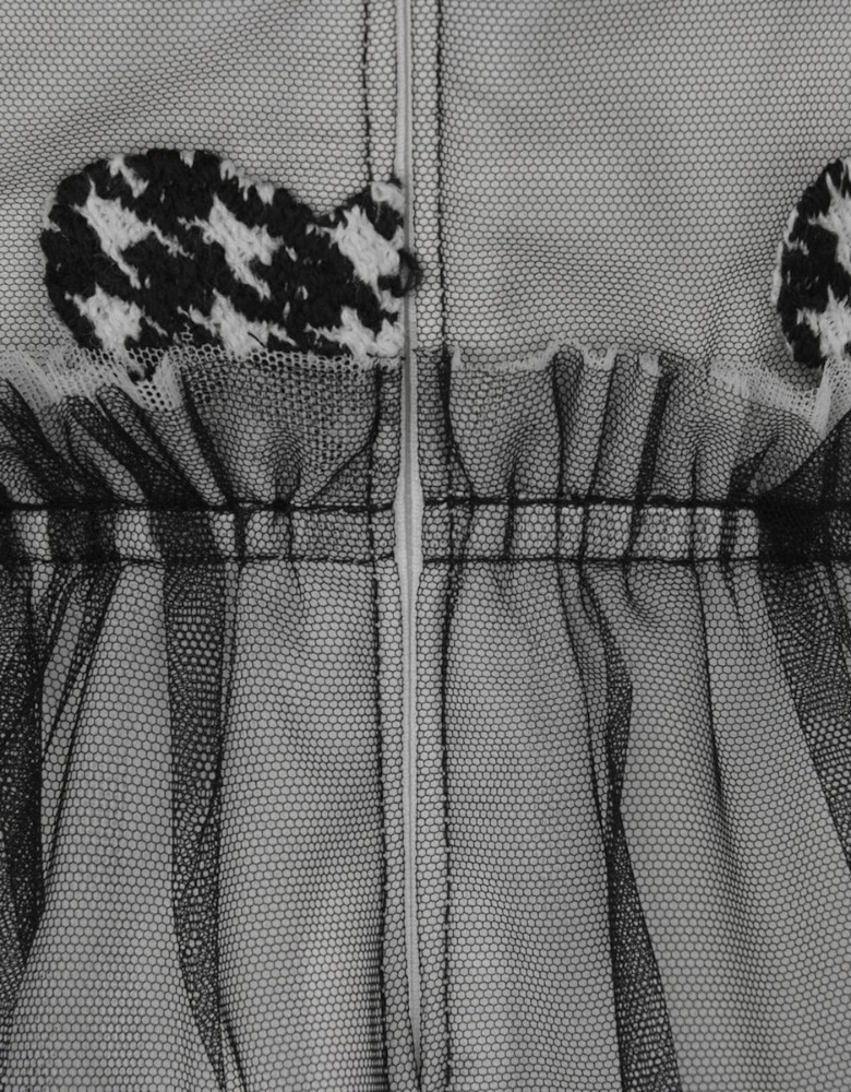 Houndstooth Heart Embroidered Dress