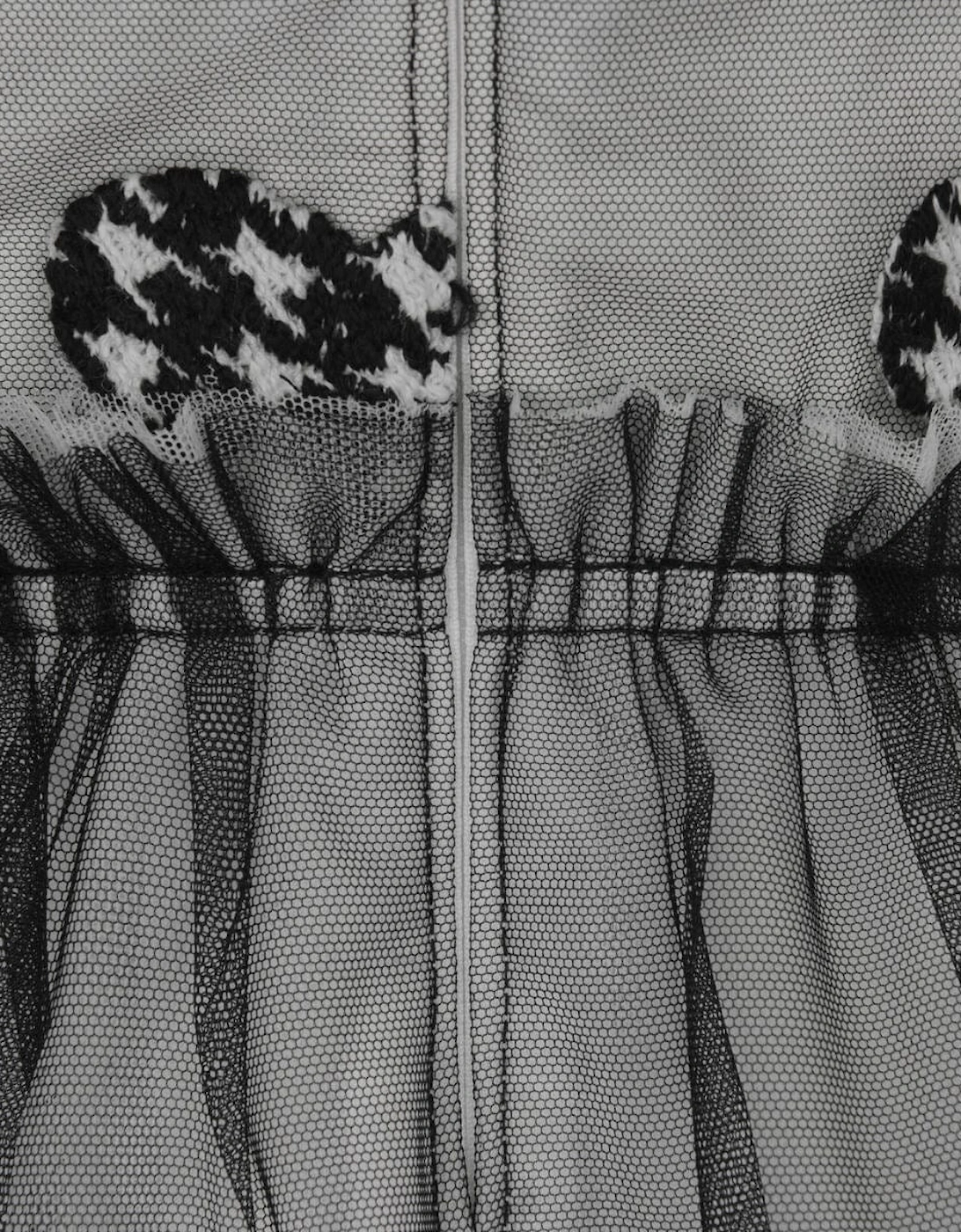 Houndstooth Heart Embroidered Dress
